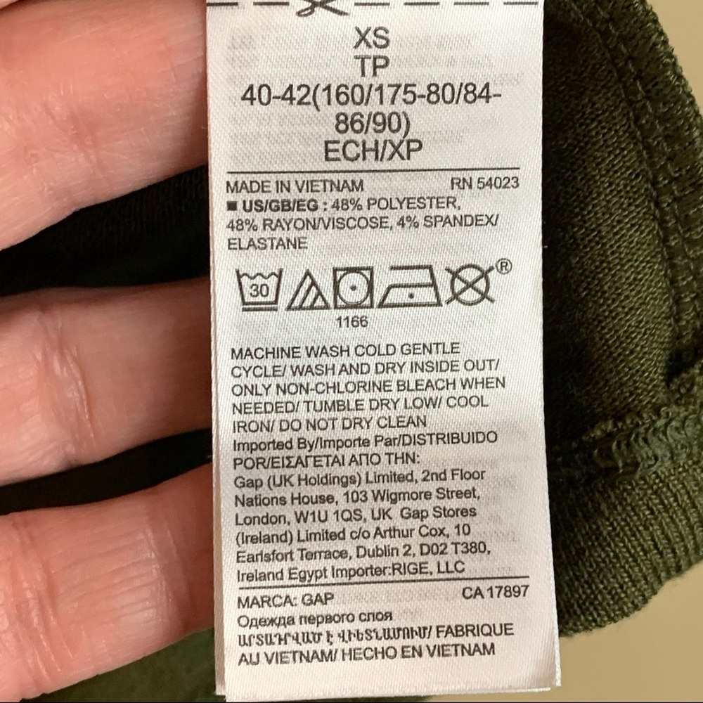 Gap Olive Green Long Sleeve Lightweight Scoop Neck Sweater XS Goblin Capsule - Picture 7 of 7